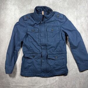 MEXX Amsterdam Mens M Navy Blue Field Jacket Utility Military M65 Style Coat Up